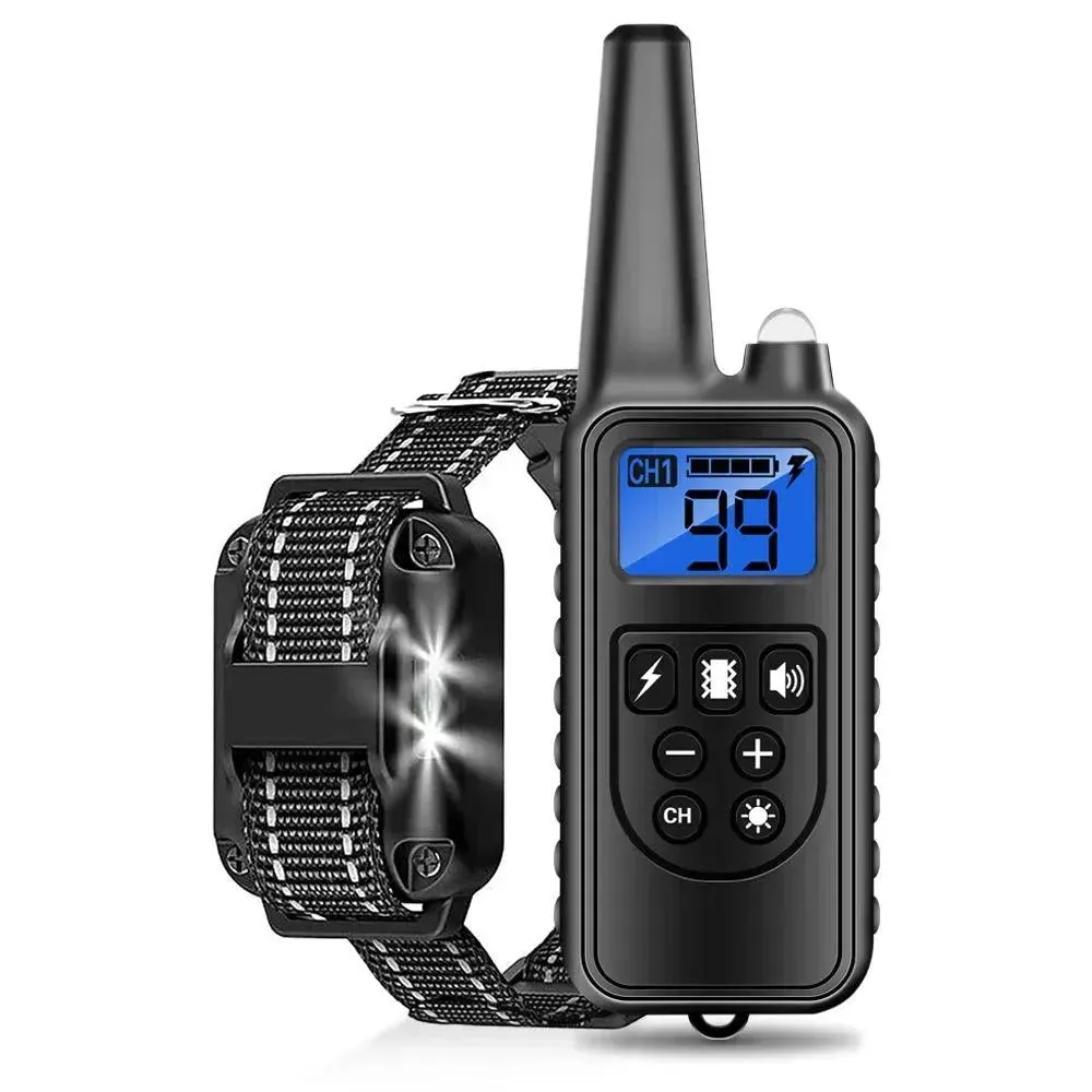 800m Electric Dog Training Collar Waterproof Rechargeable Remote Control Pet with LCD Display for All Size Shock Vibration Sound