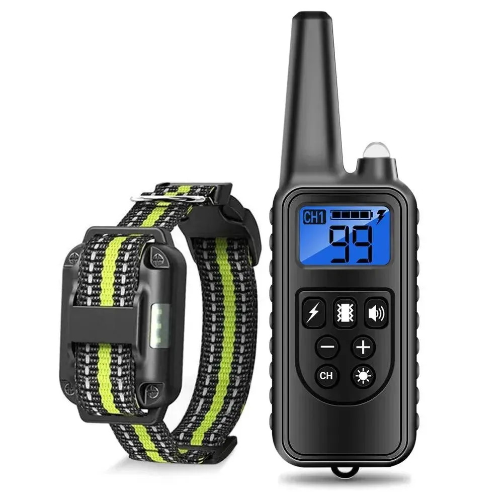 800m Electric Dog Training Collar Waterproof Rechargeable Remote Control Pet with LCD Display for All Size Shock Vibration Sound