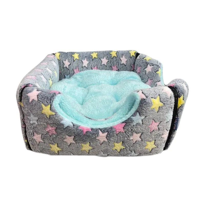 ACE PET Loving Star Grey Furry Cosy Dog Bed