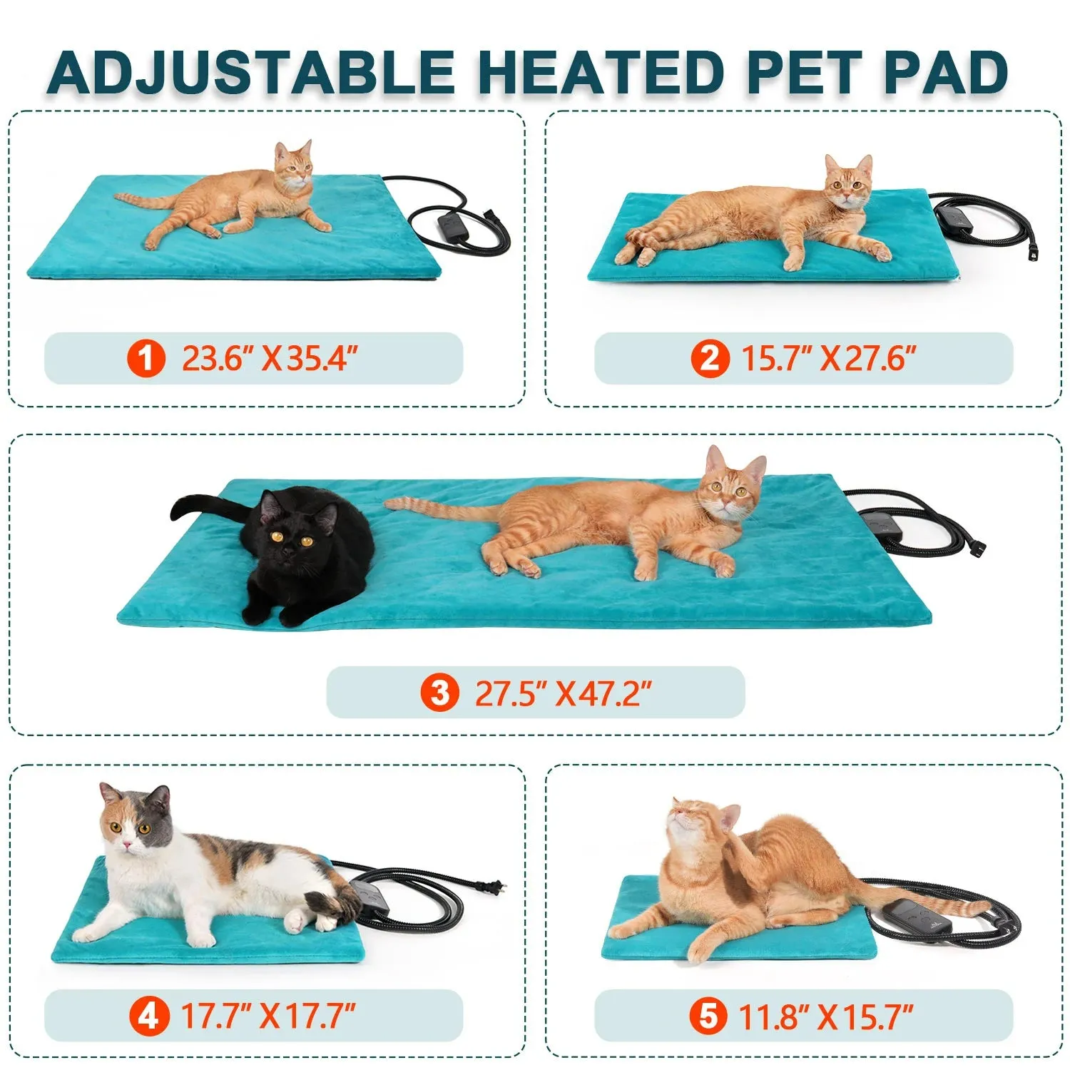 Adjustable Heated Pet Pad 24x35 in