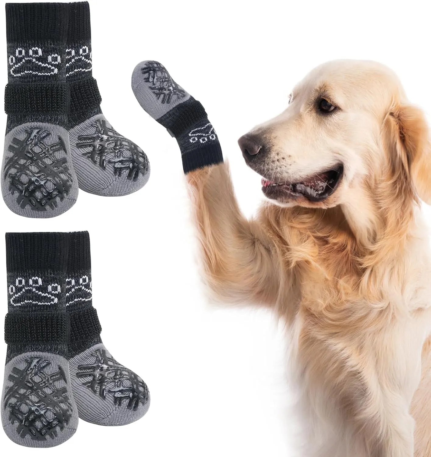BEAUTYZOO Dog Socks to Prevent Licking Paws, Dog Shoes for Hot Pavement Small Medium Large Senior Dog Booties, Non Slip Dog Boots & Paw Protectors for Hardwood Floors Traction Control Indoor