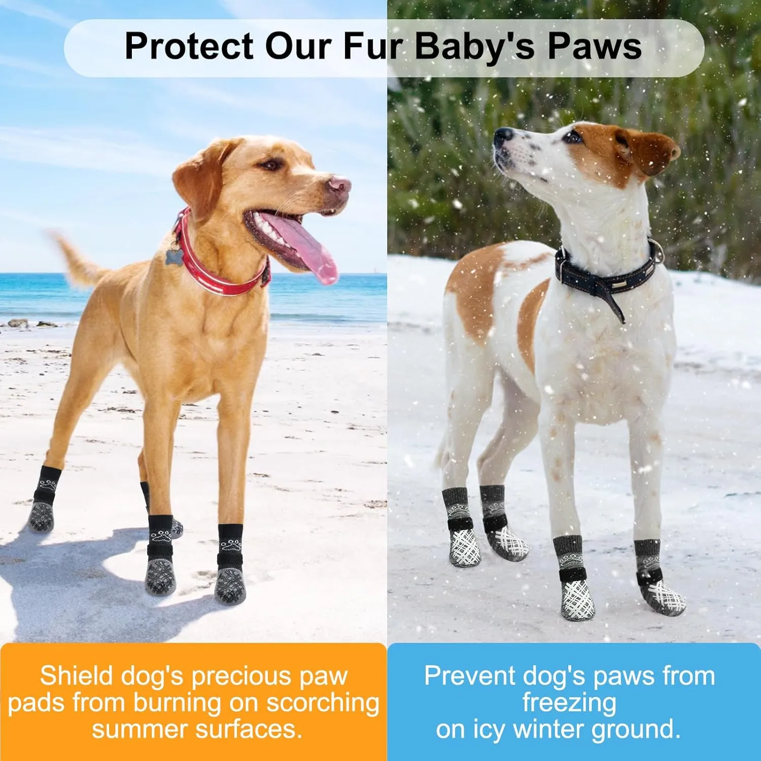 BEAUTYZOO Dog Socks to Prevent Licking Paws, Dog Shoes for Hot Pavement Small Medium Large Senior Dog Booties, Non Slip Dog Boots & Paw Protectors for Hardwood Floors Traction Control Indoor