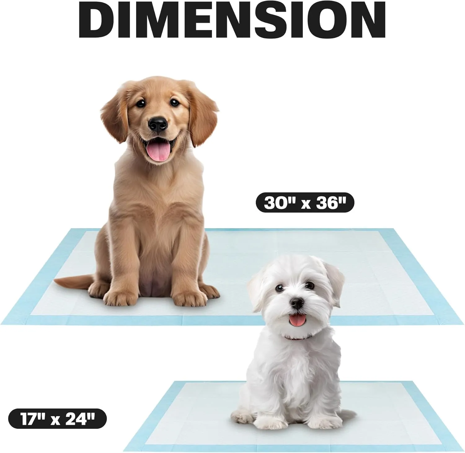 BV Small Puppy Pads 50 Count 17"x24" - Leak-Proof & Absorbent Pee Pads for Dogs with 6-Layer Design, Rapid Dry Sheet & Built-in Attractant - Dog Pad with Odor Control, Perfect for Puppies&Senior Dogs