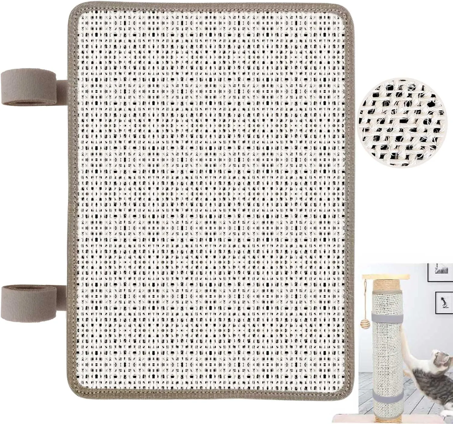 Cat Nail File Scratcher, Cat Nail File with80 Aluminum Oxide Grit, Natural Cat Scratch Pads Wrap Around a Cat ScratcherPost or Cat Tree Base to Help Trimming Cat Nails and Protect Furniture