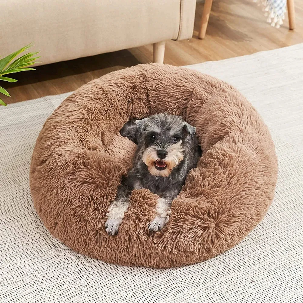 Dog Bed Calming Cat Bed Super Soft Fluffy Washable Anti-Anxiety 40-90cm