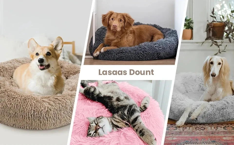Dog Bed Calming Cat Bed Super Soft Fluffy Washable Anti-Anxiety 40-90cm