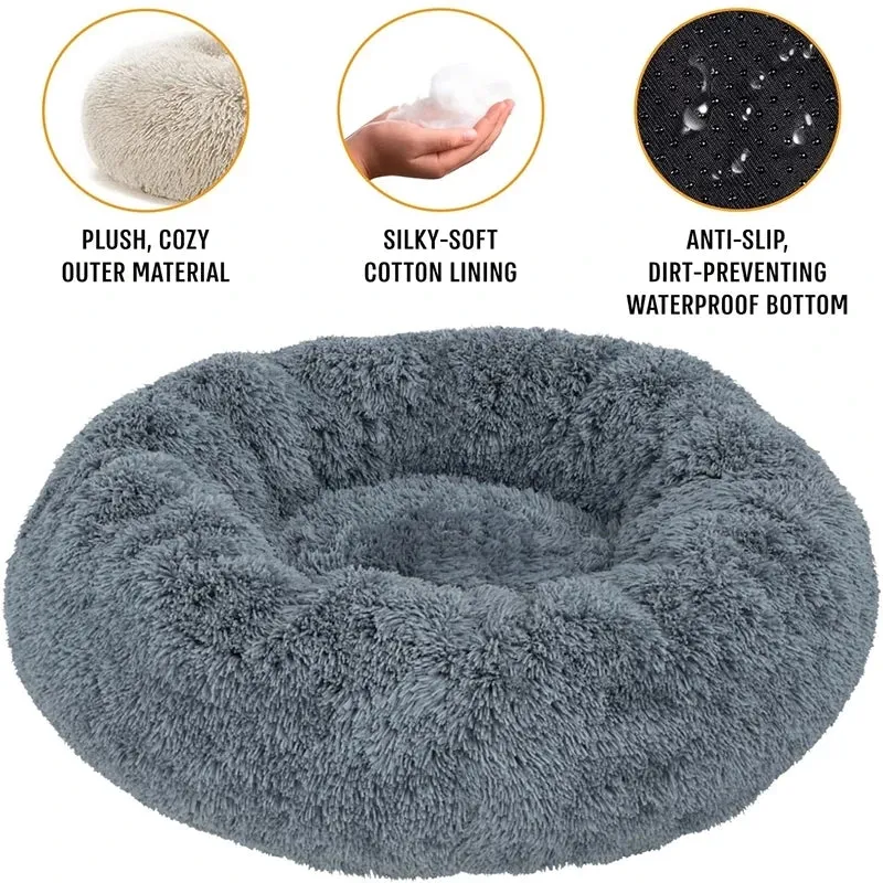 Dog Bed Calming Cat Bed Super Soft Fluffy Washable Anti-Anxiety 40-90cm