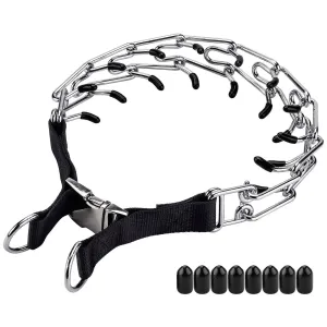 Dog Prong Collar, Adjustable Stainless Steel Training Pinch Collar for Dogs with Comfort Rubber Tips and Quick Snap Buckle Release, Dog Choke Collar for Small Medium Large Dogs