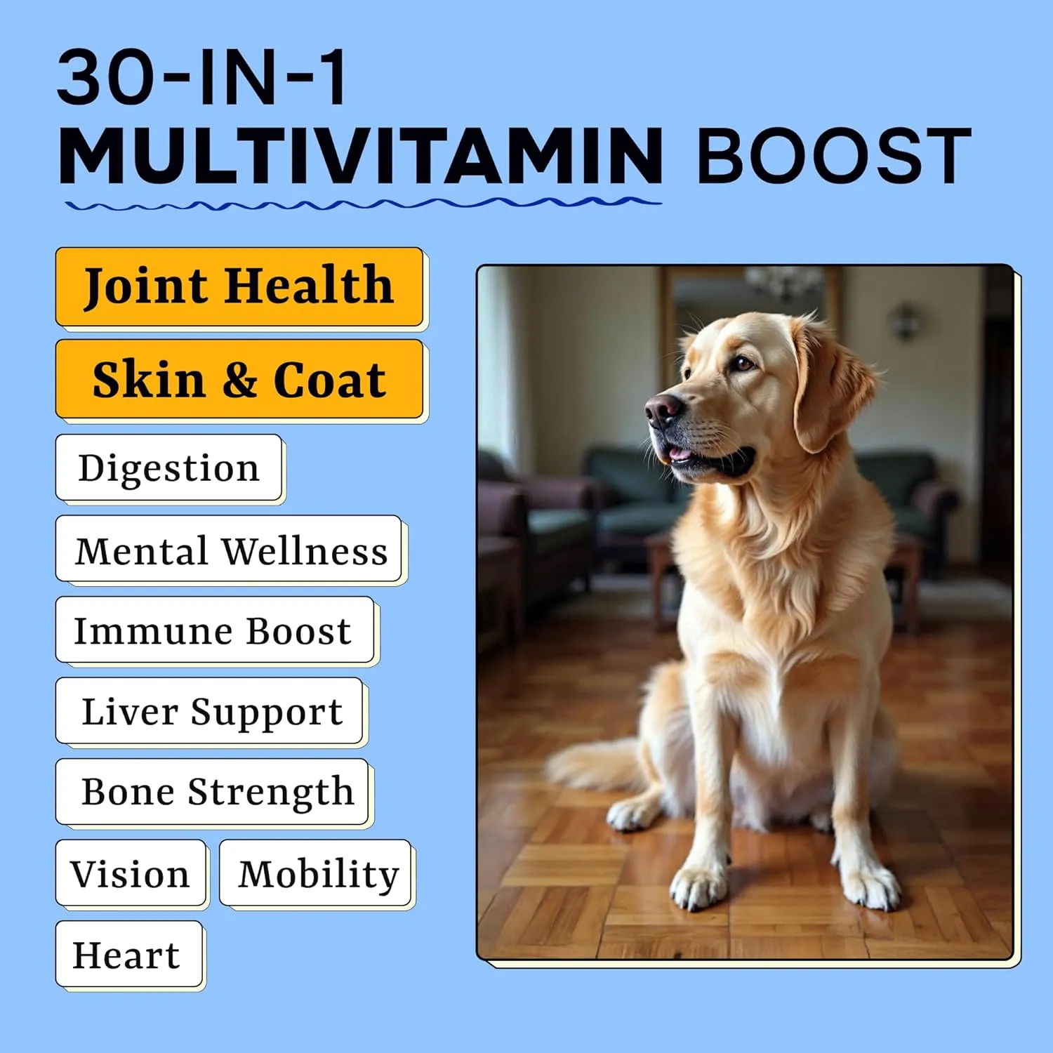 Dog Vitamins   Glucosamine - Chewable Multivitamins   Probiotics, Omega - Hip & Joint Support, Skin & Coat, Gut Health - Adult & Senior - Large & Small Breed - 120 Chews