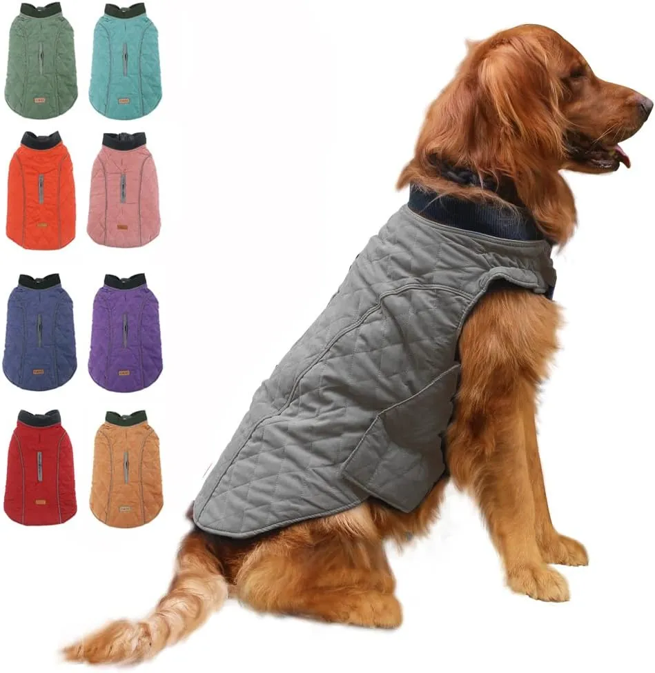 EMUST Winter Dog Coats - Windproof Warm Dog Jacket for Cold Weather, 7 Sizes, 13 Colors (X-Small(Pack of 1), Grey)
