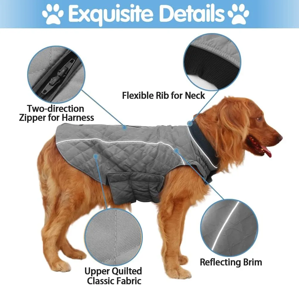EMUST Winter Dog Coats - Windproof Warm Dog Jacket for Cold Weather, 7 Sizes, 13 Colors (X-Small(Pack of 1), Grey)