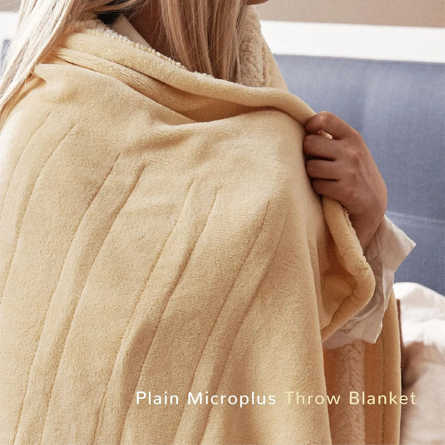 Heated Blanket 50''x60''-Soft and Comfortable Electric Throw,5 Heat Settings and 3H Auto Shut-Off Heating Blanket ETL&FCC Certification Machine Washable (Yellow)