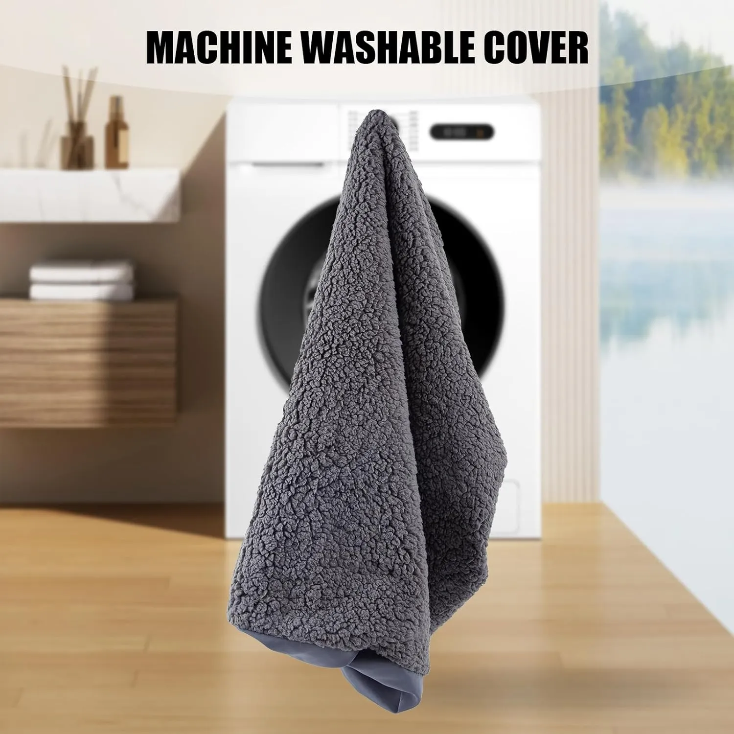 HNYG Waterproof Dog Bed Cover,Dog Crate Pad Cover with Zipper,Oxford Dog Bed Sheets,Pet Bed Cover Hair Easy to Remove,Dog Bed Covers Replacement Washable (Gray #2, 35 * 44 * 6inch)