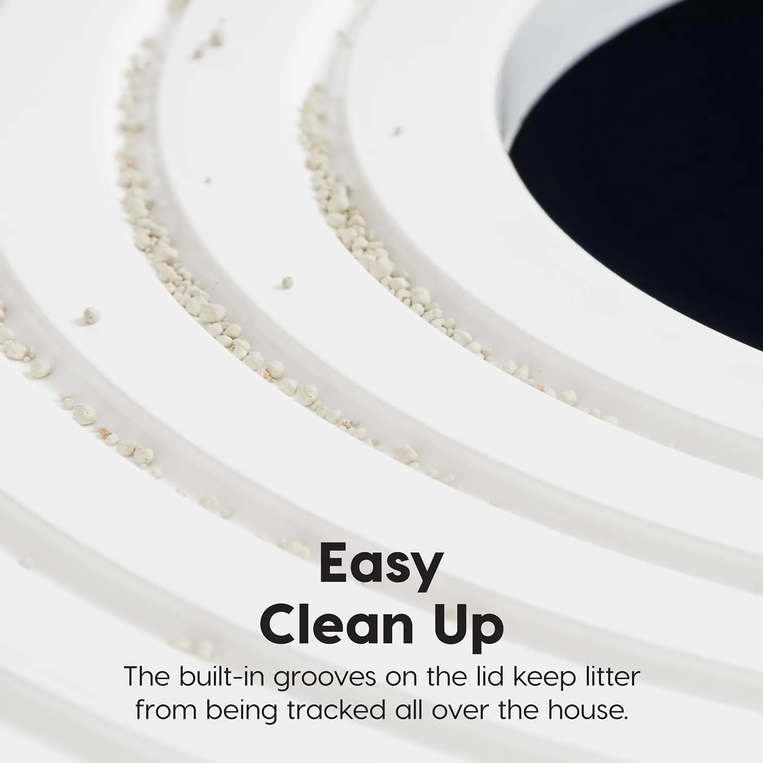 IRIS USA Cat Litter Box, Large Top Entry with Litter Catching Lid and Scoop, Dog Proof, Cat Box Enclosure, Navy/White