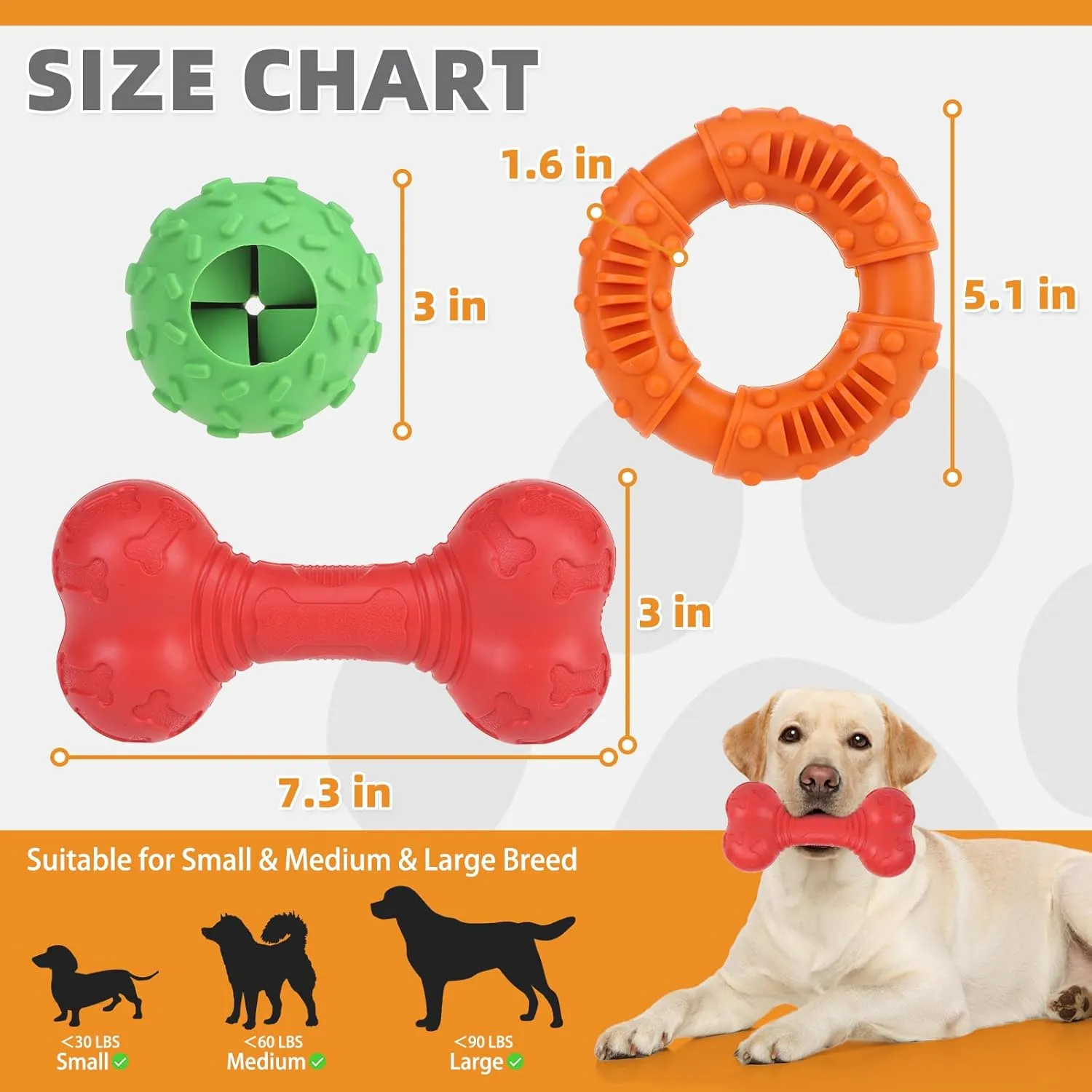 KOOLTAIL Dog Chew Toys for Aggressive Chewers, 3 Pack Durable Tough Bone for Teeth Cleaning, Non-Toxic Rubber Indestructible Dog Toys, Funny Puzzle Dog Toy for Small Medium Large Breed Dogs Best Gift