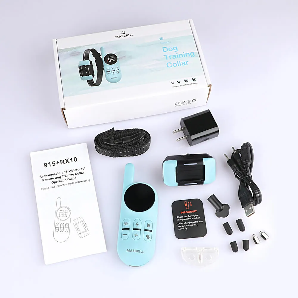 MASBRILL Rechargeable Electric Dog Training Collar Shock Collar With Remote-915