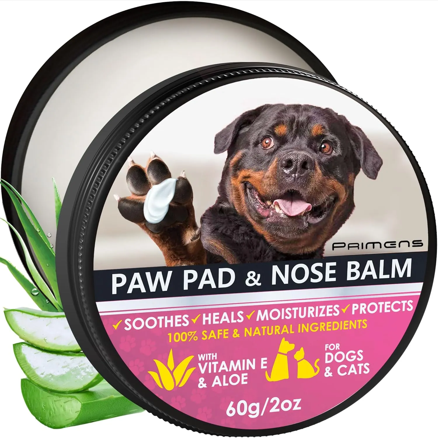 Natural Revitalizing Dog Paw Pad Balm & Nose - 60g Lick Safe Moisturizer for Cracked Paws Protection, Nourish Repair Damage, Dryness, Heat, Winter Snow With Vitamin E & Aloe - Pet Cat Dogs Wax