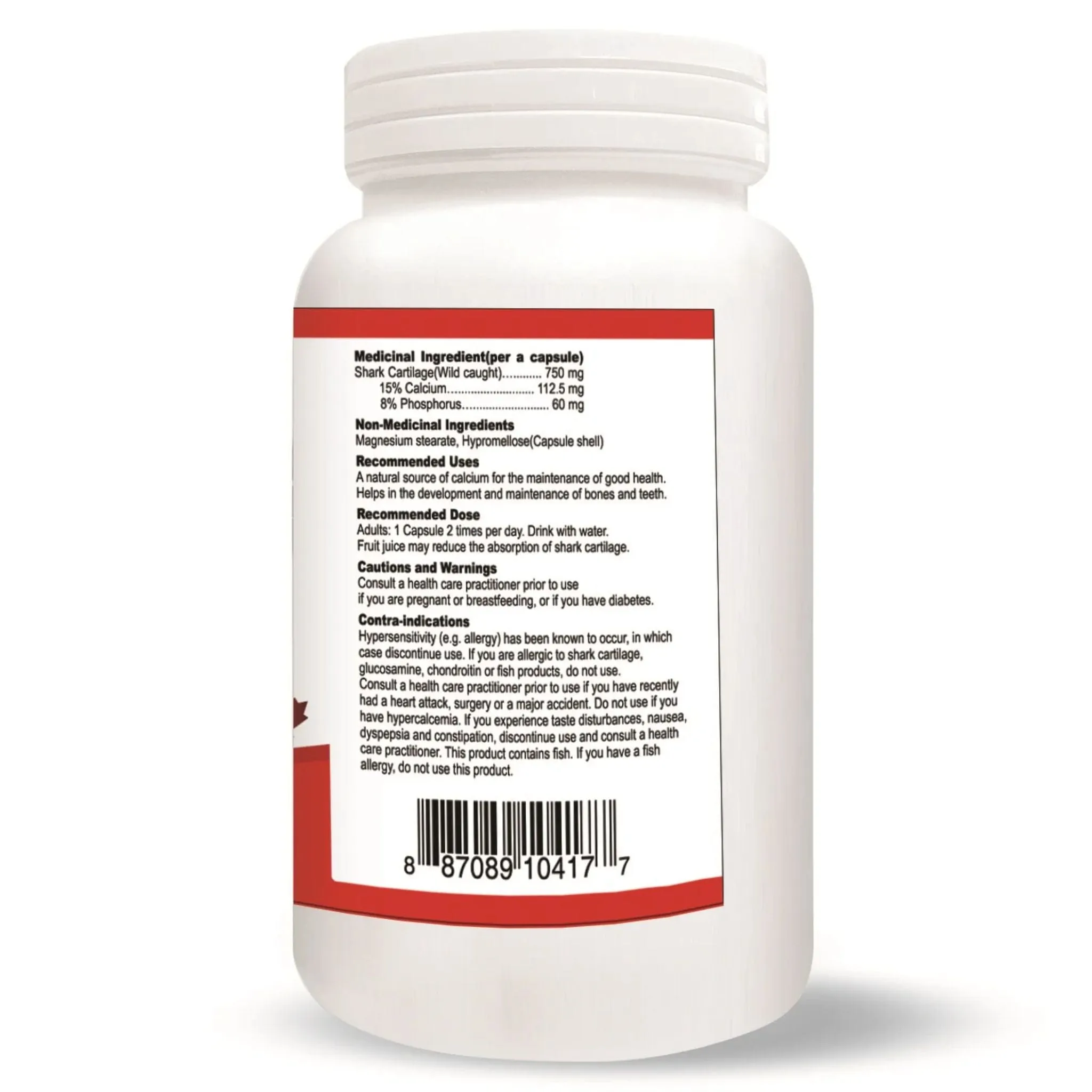 Nutridom Shark Cartilage 750mg, North American, Wild Caught, 120 Vegetable Capsules