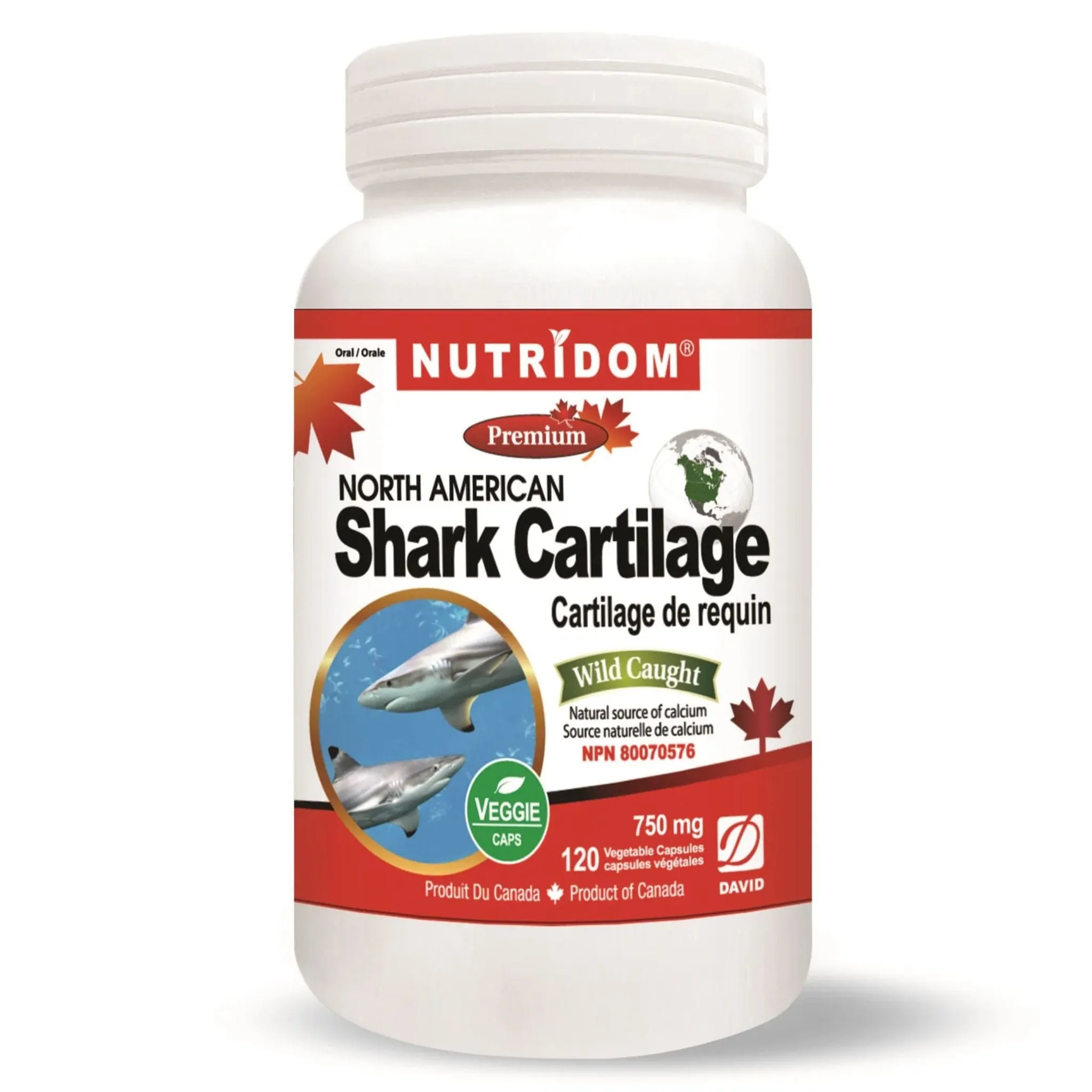 Nutridom Shark Cartilage 750mg, North American, Wild Caught, 120 Vegetable Capsules