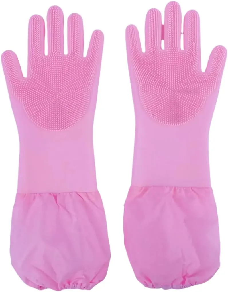 Pet Grooming Gloves with Brush,Lengthened Silicone Gloves, High-Density Massage Column Design, Suitable for Bathing and Massaging Cats and Dogs at Home or in Pet Stores