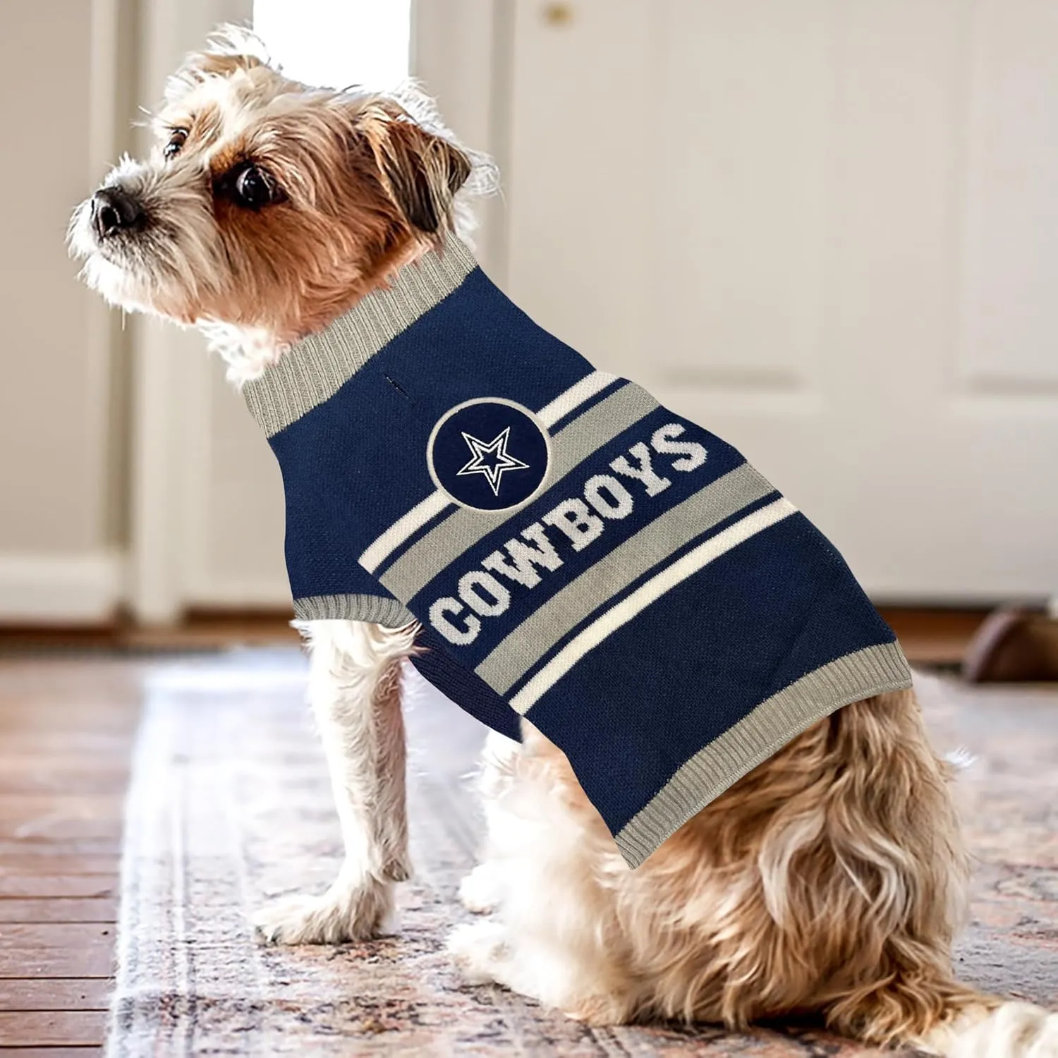 Pets First NFL Dallas Cowboys Dog Sweater, Size Small. Warm and Cozy Knit Pet Sweater with NFL Team Logo, Best Puppy Sweater for Large and Small Dogs, Team Color (DAL-4179-SM)