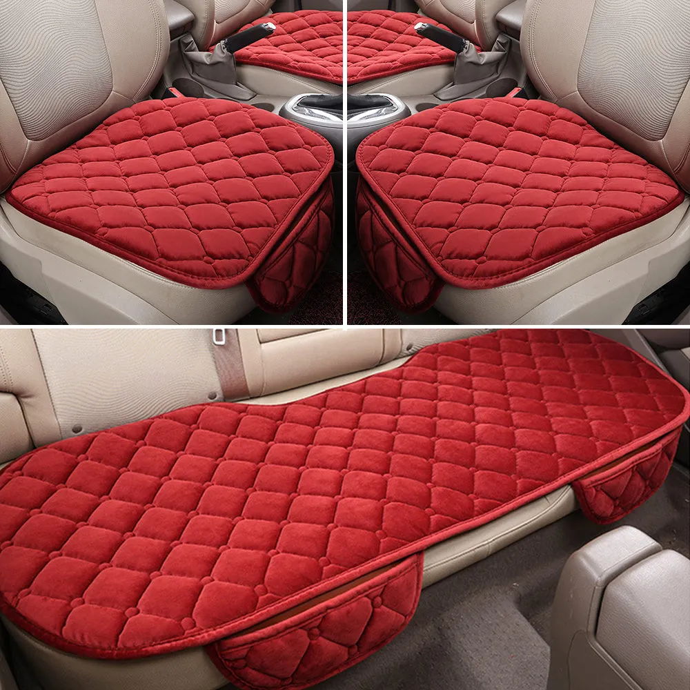 Plush Car Seat Cushion, Non Binding Anti Slip Rubber Bottom, Advanced Comfort Memory Foam, Driver Seat Backrest Cushion, Winter Seat Heating Pad