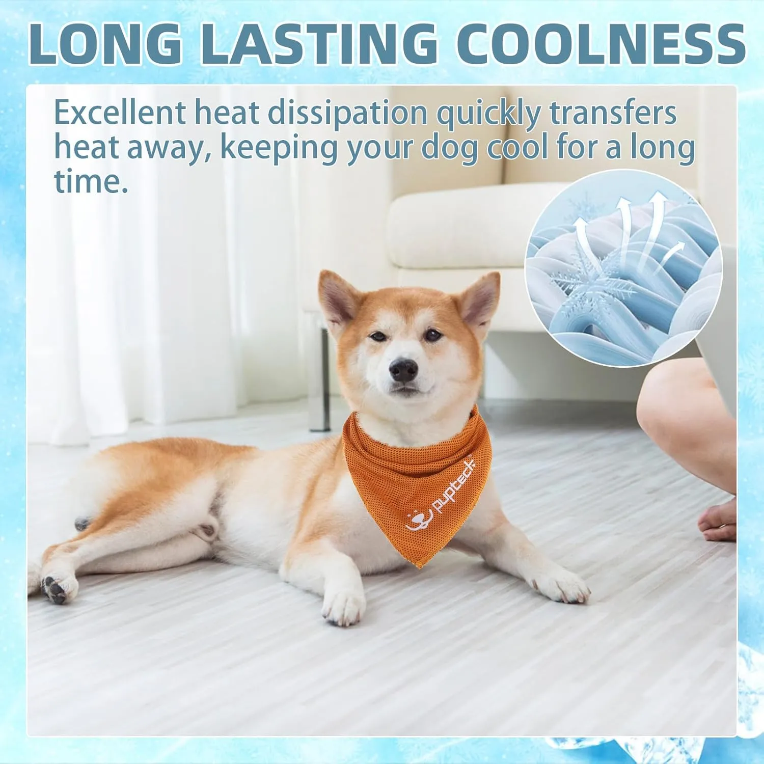 PUPTECK Dog Cooling Bandana for Hot Summer, 4 Pack Spring Cat Pet Scarf Instant Cooling Towels, Ice Neck Cooler Wraps for Small Medium Large Dogs