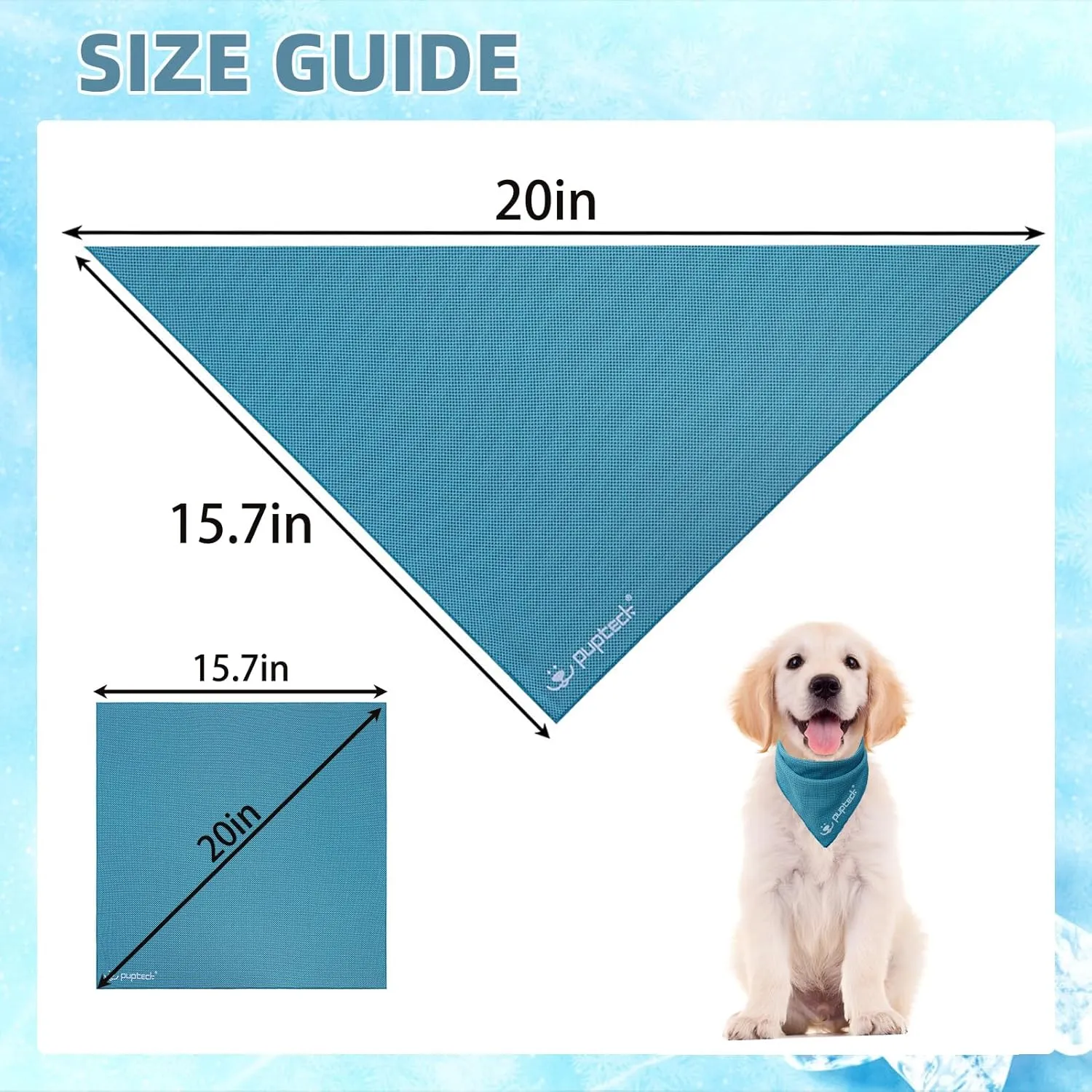 PUPTECK Dog Cooling Bandana for Hot Summer, 4 Pack Spring Cat Pet Scarf Instant Cooling Towels, Ice Neck Cooler Wraps for Small Medium Large Dogs