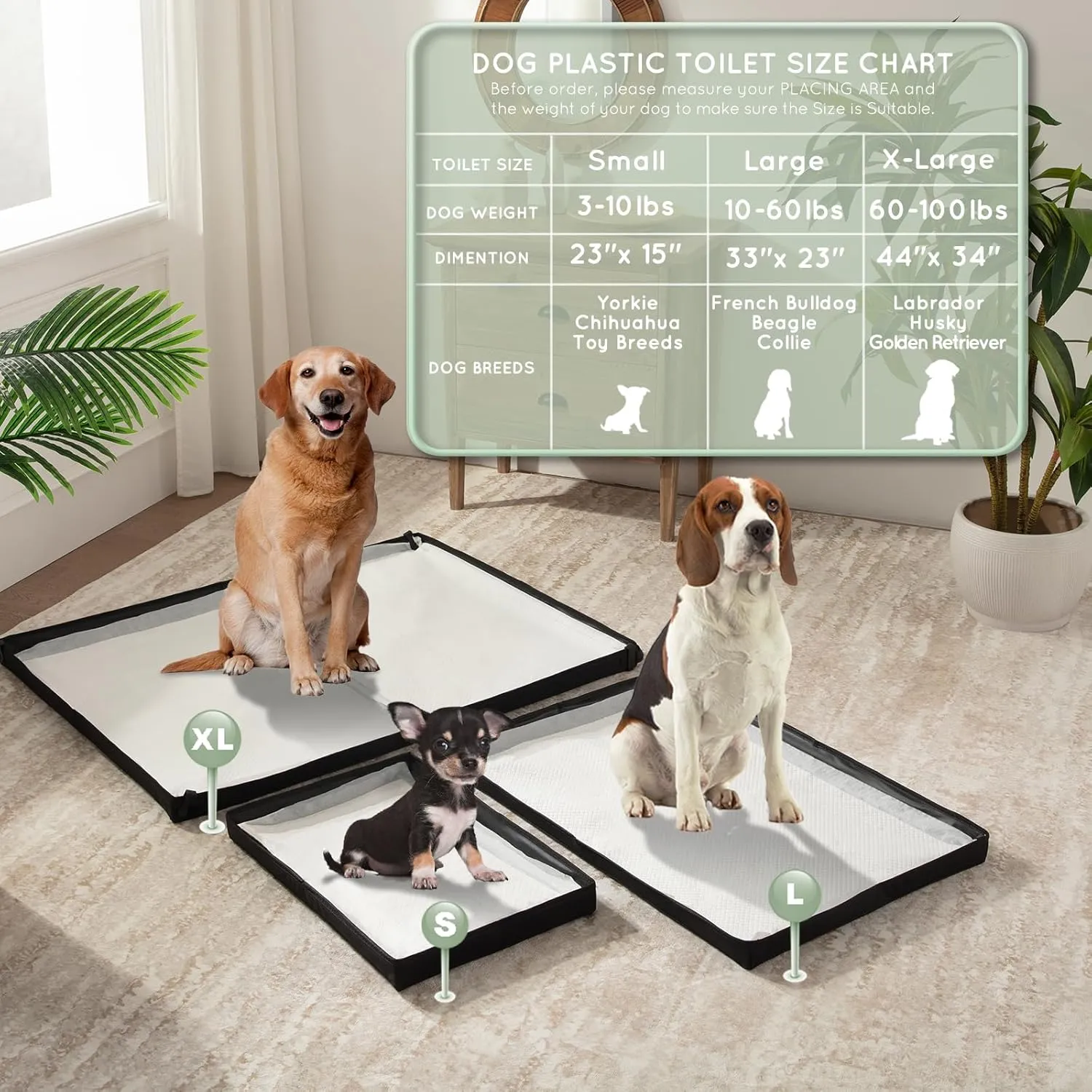 Small Portable Dog Pee Pad Holder for Travel, Foldable Liner Base 23''x15'' With Fixing Clips, Waterproof Litter Box, Easy Clean Indoor Potty for Puppy Training