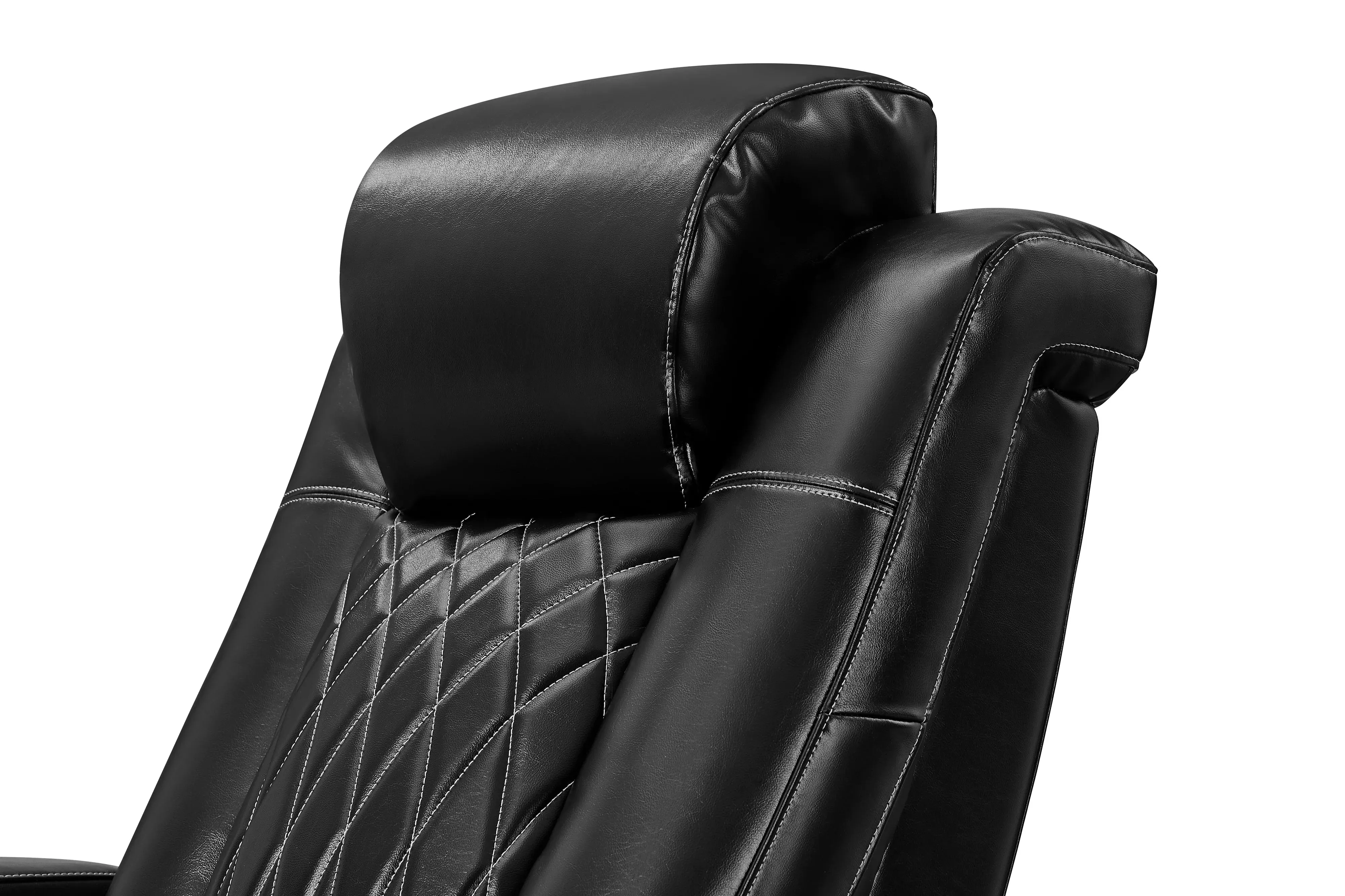Valencia Tuscany Executive Heat & Massage Leather Home Theater Seating Row of 3 Loveseat Left, Midnight Black