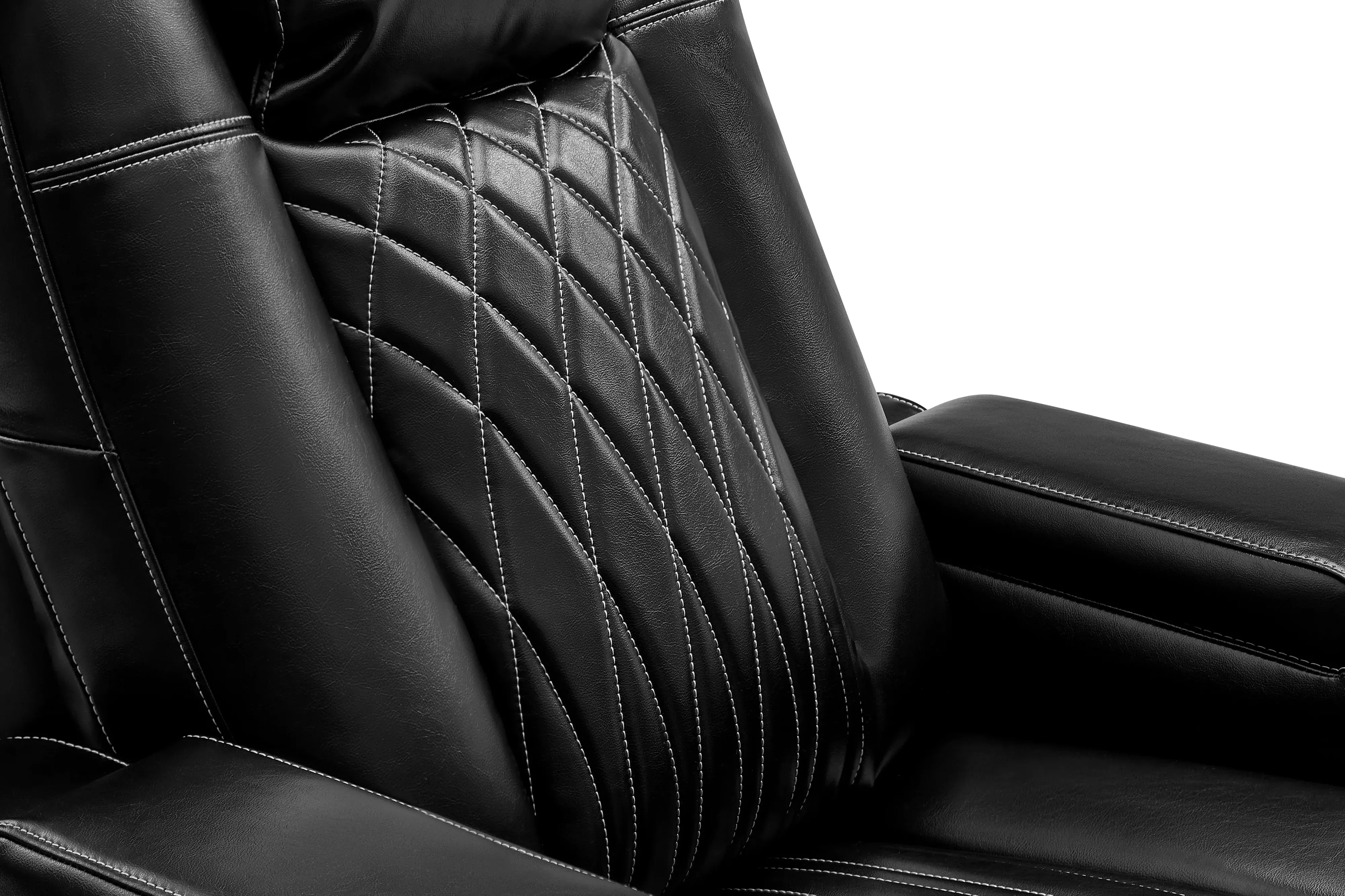Valencia Tuscany Executive Heat & Massage Leather Home Theater Seating Row of 4 Loveseat Right, Midnight Black