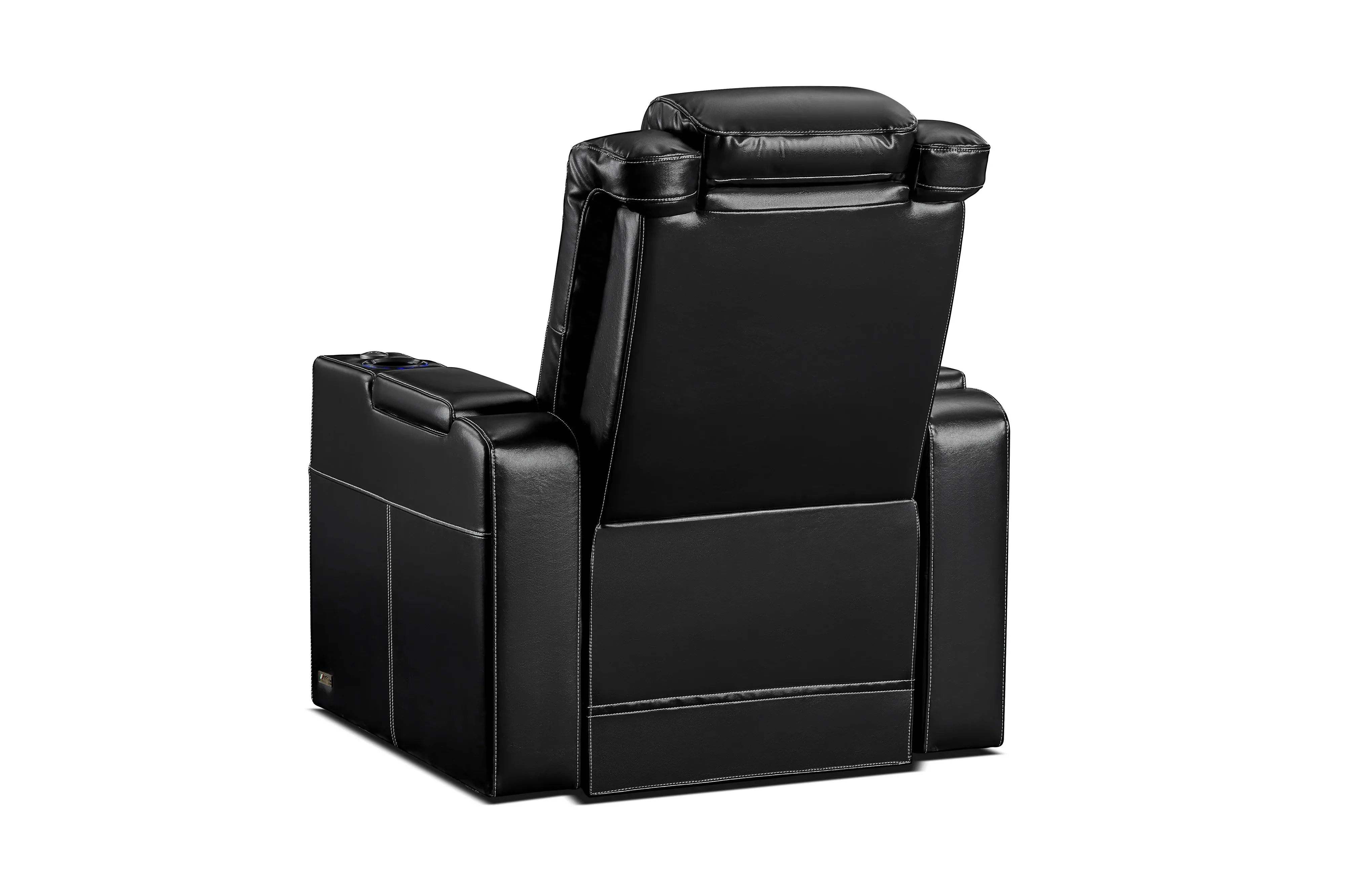 Valencia Tuscany Executive Heat & Massage Leather Home Theater Seating Row of 4 Loveseat Right, Midnight Black