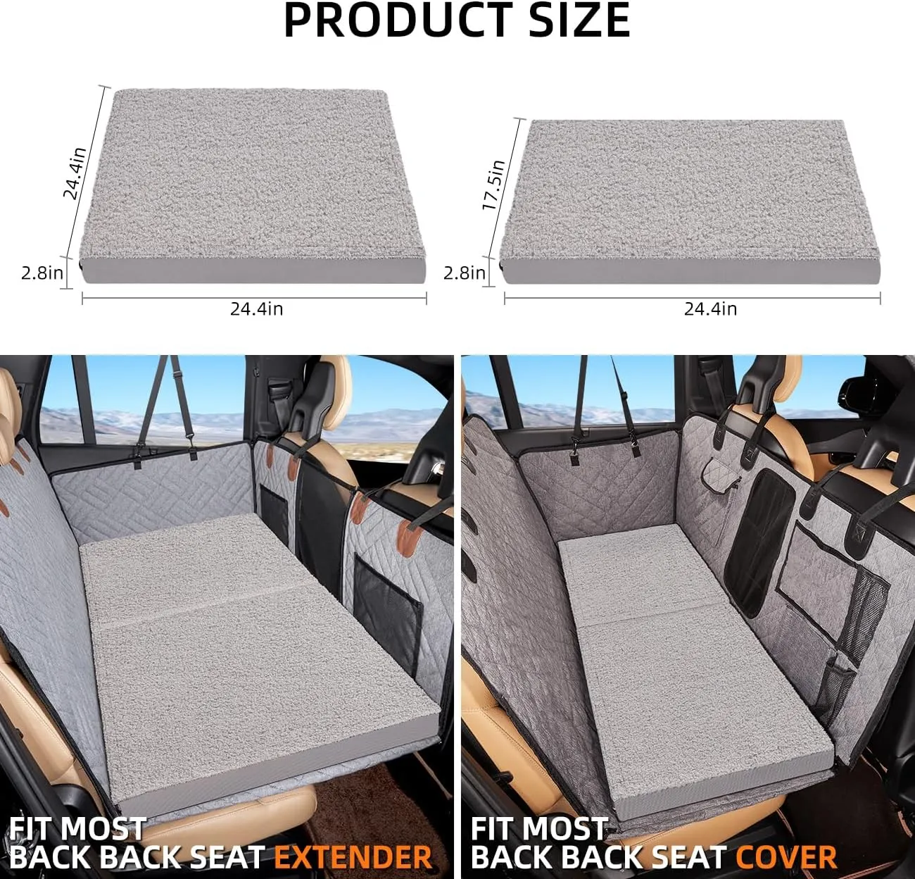 YJGF Washable Dog Bed - Car Seat Cover & Extender for Large Dogs - Waterproof, Removable Dog Hammock Cover for Back Seat