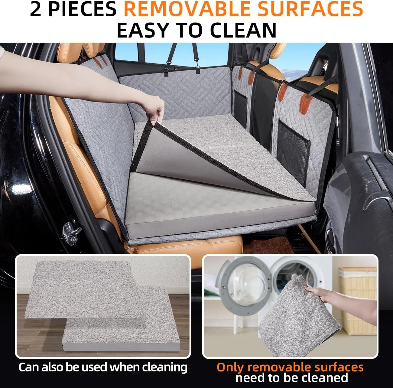 YJGF Washable Dog Bed - Car Seat Cover & Extender for Large Dogs - Waterproof, Removable Dog Hammock Cover for Back Seat